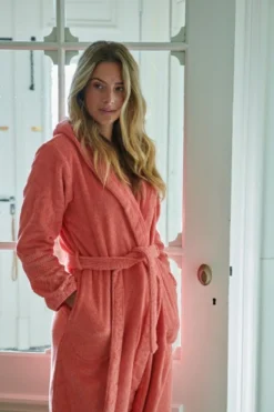 Accappatoio donna cappuccio PIP STUDIO Soft Zellige spugna corallo