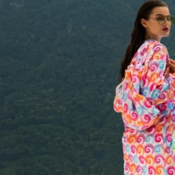 Accappatoio donna con cappuccio Carrara Cala Mitjana fuxia