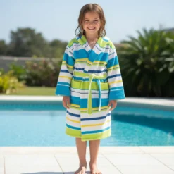 Accappatoio JUNIOR 6 anni con cappuccio GABEL Tropical AZZURRO