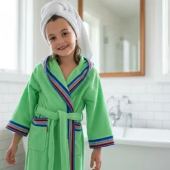 Accappatoio JUNIOR spugna con cappuccio GABEL Pongo verde