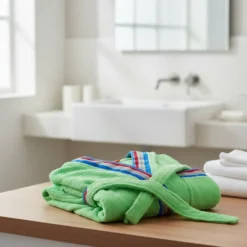 Accappatoio JUNIOR spugna con cappuccio GABEL Pongo verde