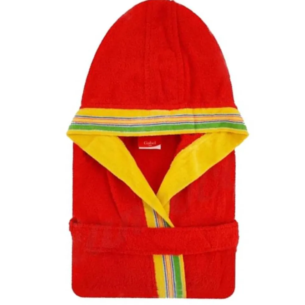 Accappatoio JUNIOR spugna con cappuccio GABEL Pongo rosso