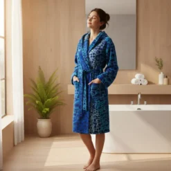 Accappatoio UNISEX Carrara in spugna con cappuccio OCEAN blu