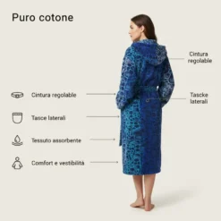 Accappatoio UNISEX Carrara in spugna con cappuccio OCEAN blu