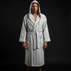 Accappatoio UNISEX in microspugna jacquard GABEL IDRA tinto in filo