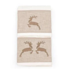 Asciugamani in cotone medio+ospite Renne beige balza in lino