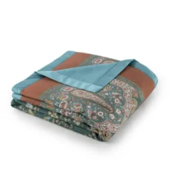 Bassetti Plaid Indian Roses V1 Petrolio 135x190 - Eleganza Floreale Granfoulard