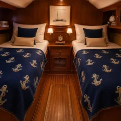 BenasciuttiCasa Plaid Lana Cotta 170x170 Ancore Blu Navy Nautico
