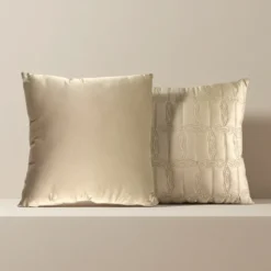 BORBONESE | Cuscino Arredo ricamato 45x45 Prestige nocciola in cotone