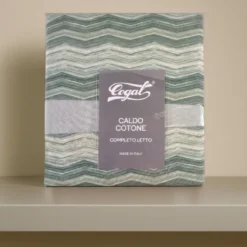 Cogal Copripiumino matrimoniale caldo cotone Zig-Zag verde