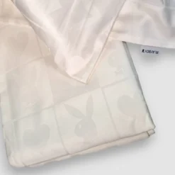 Completo copripiumino matrimoniale in raso PLAYBOY Jacquard bianco