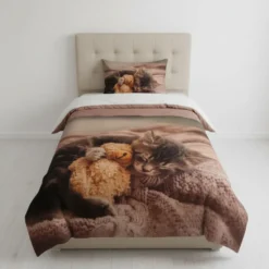Completo Copripiumino Peluche Bassetti 1.5 Piazze in cotone con gattino