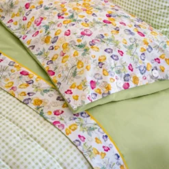 Completo lenzuola Fazzini in percalle BLOOMS floreale verde
