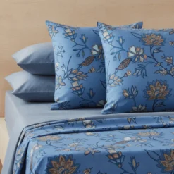 Completo Lenzuola in cotone matrimoniale Bassetti SIKAR Orientale blu