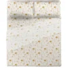 Completo lenzuola matrimoniale in cotone MARIBEL beige a fiorellini