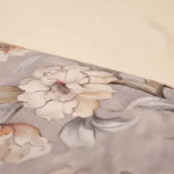 Completo lenzuola matrimoniali puro cotone ISOLDE floreale grigio
