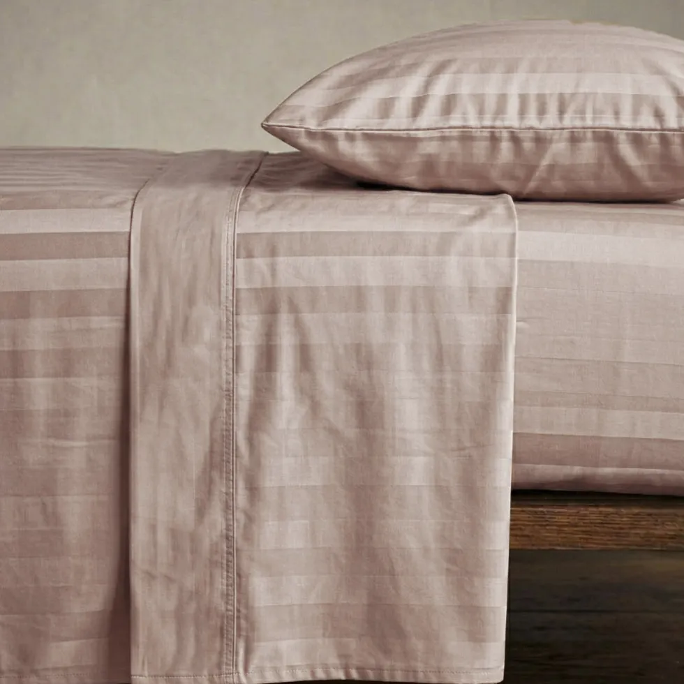 Completo lenzuola matrimoniale 260x295 cm Zefiro Perla in raso rigato