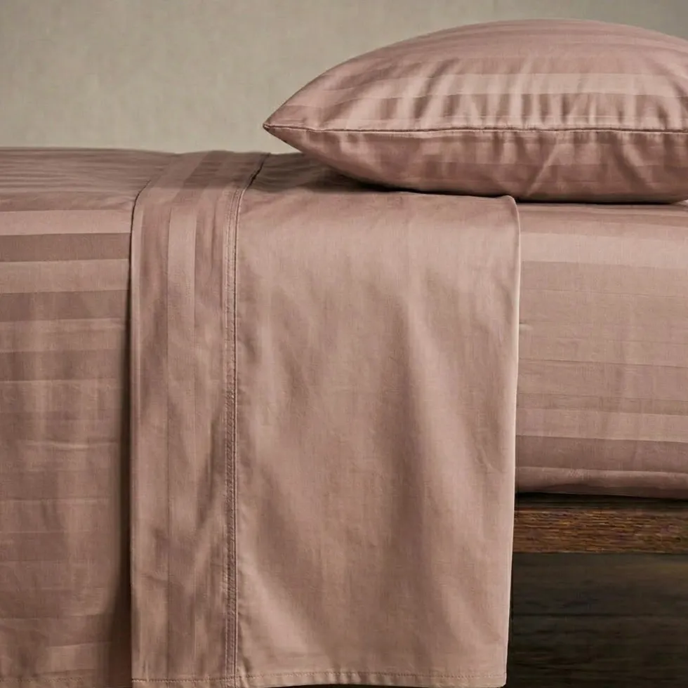 Completo lenzuola matrimoniale 260x295 cm Zefiro Rosa in raso di cotone