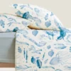 Completo Lenzuola singole 100% cotone Fantasia Marina blu