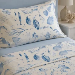 Completo Lenzuola singole 100% cotone Fantasia Marina blu