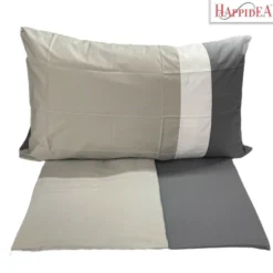Completo letto matrimoniale Grigio chiaro Asfalto Puro cotone