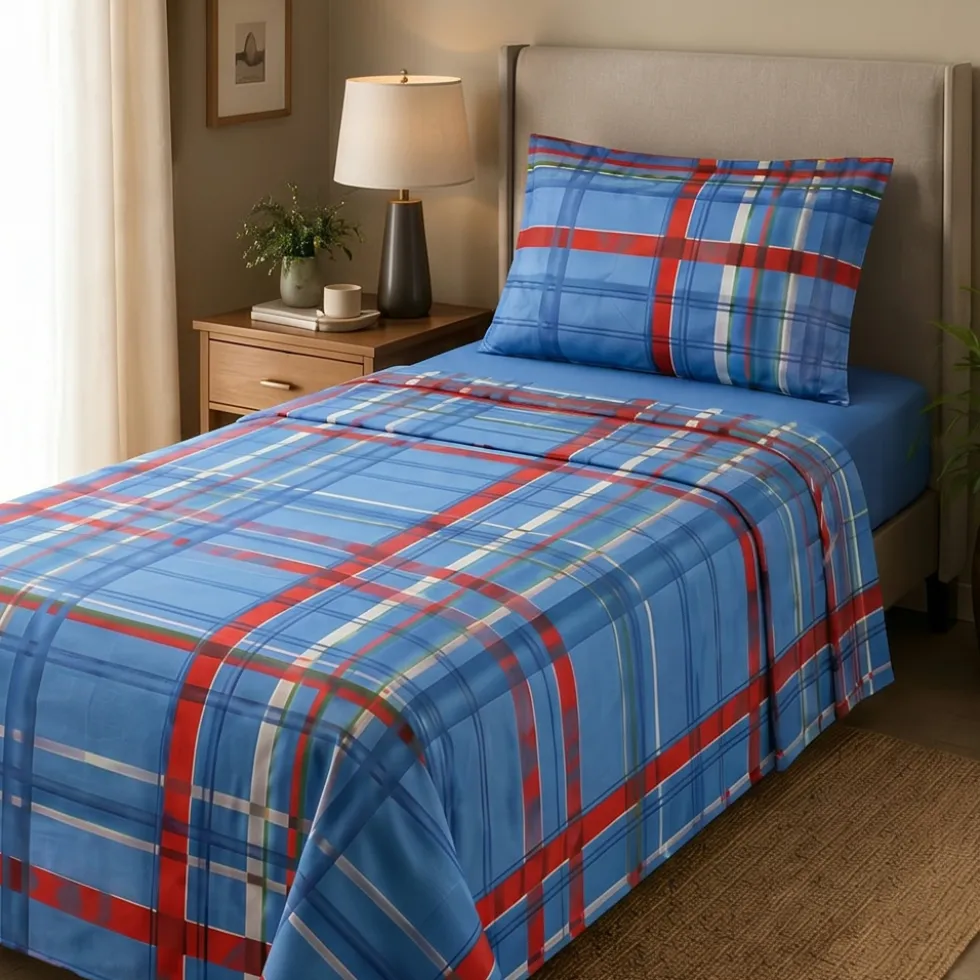 Completo Letto Singolo Bassetti Icons B2 | Scozzese bluette