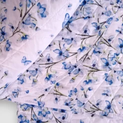 Coperta primaverile Fiorellini azzurri Boutis Eden floreale Matrimoniale