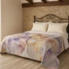 Coperta trapuntata primaverile matrimoniale rosa 260x260