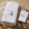 Coppia Asciugamani in Spugna bianca Barca a Vela | Fantasia marina