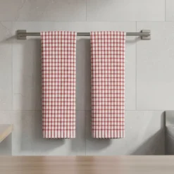 Coppia di Strofinacci da cucina 100% cotone doppio ritorto quadri rossi