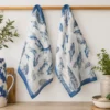 Coppia strofinacci da cucina Malè 100% cotone fantasia marina blu