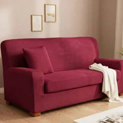 Copridivano Elasticizzato 165-220 cm | 3 posti con copriseduta bordeaux