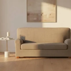 Copridivano Elasticizzato Tortora 165-220 cm | 3 posti con copriseduta