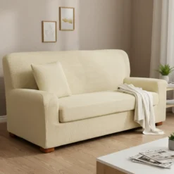 Copridivano 2 posti con copricuscino elasticizzato da 125 a 170 panna