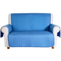 Copridivano trapuntato Caleffi Bicolor in cotone 2 posti blu