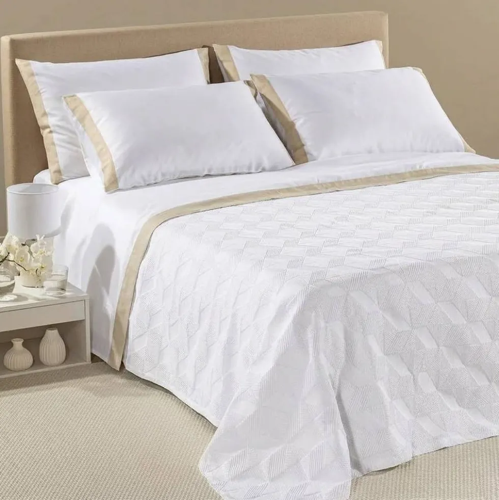 Copriletto Estivo Matrimoniale Jacquard Rapallo bianco - Caleffi