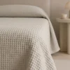 Copriletto 170x260 cm Nido d'Ape Singolo Puro Cotone perla