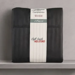 Copripiumino con federe matrimoniale NO-STIRO Luxea jacquard nero