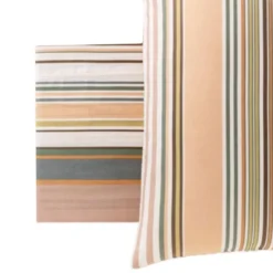 Copripiumino e federa in cotone singolo Bali Stripe beige