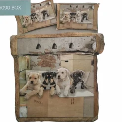 Copripiumino e federa in cotone Piazza e mezza Box Cagnolini