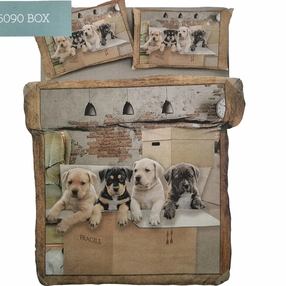 Copripiumino e federa in cotone Piazza e mezza Box Cagnolini