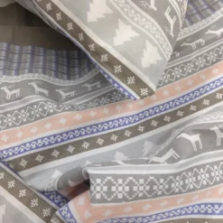 Copripiumino e federe cotone matrimoniale CLAUS renne beige