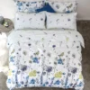 Copripiumino e federe in cotone matrimoniale Day Dream floreale blu