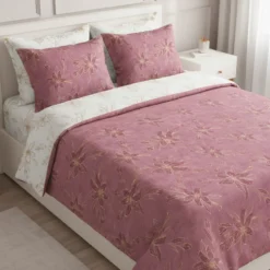 Copripiumino matrimoniale in percalle Bellora Fashion Gold rosa scuro