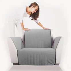 Copri poltrona trapuntato Caleffi Bicolor in cotone grigio
