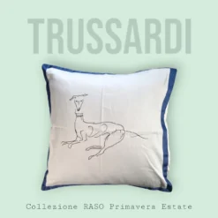 Cuscino arredo da divano Trussardi 40x40 in raso LEVRIERO blu