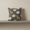 Cuscino in lana cotta 50x50 cervi e stelle alpine fondo antracite