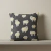 Cuscino in Lana Cotta 50x50 Pecorelle su Fondo Antracite Stile Chalet