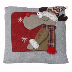 Cuscino NATALE arredo da divano Renna rossa ricamato