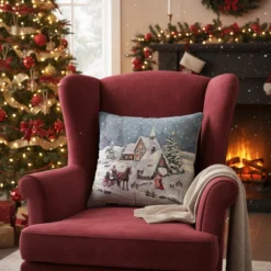 Fodera per cuscino arredo in gobelin Natalizio Notte di Natale 45x45